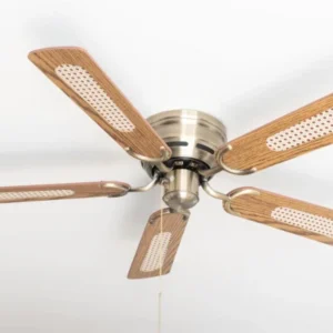 Ventilateur de plafond extra plat Pepeo Kisa Somptueux pales laiton antique chêne / noyer 105420191OL acheter à bas prix