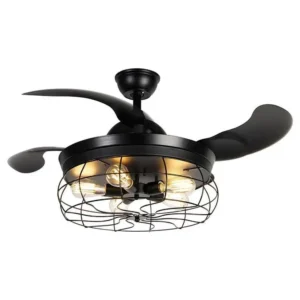 Ventilateur de plafond noir avec télécommande 5 lumières - Gaiola