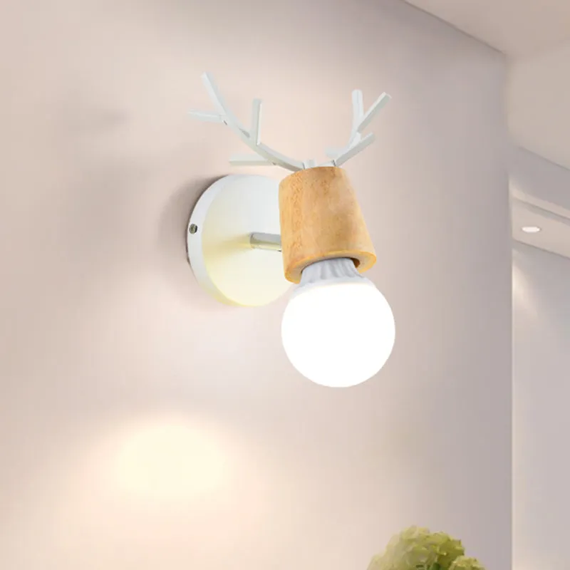Applique murale rotative nordique sans abat-jour en bois, 1 tête, éclairage de chambre à coucher en noir/blanc avec dessus...