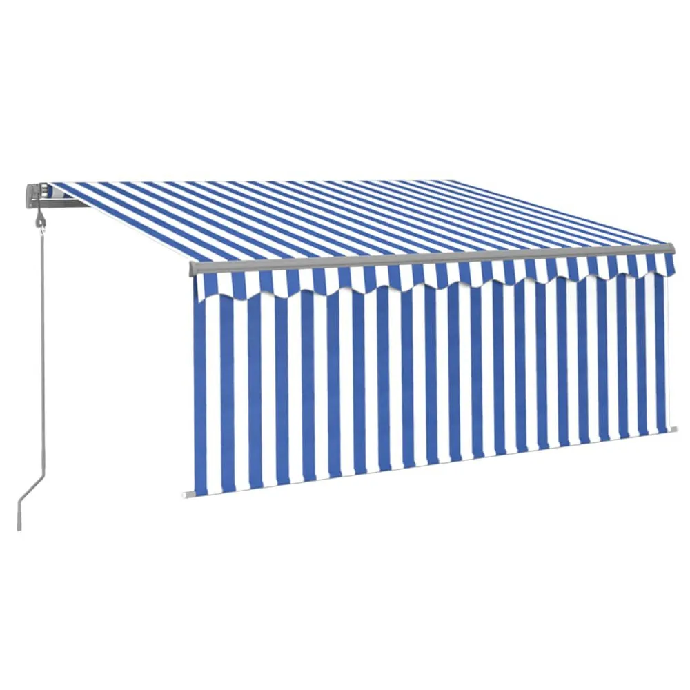 Auvent automatique store LED capteur de vent 3x2,5 m Bleu/blanc avec logiciel d'analyse inclus