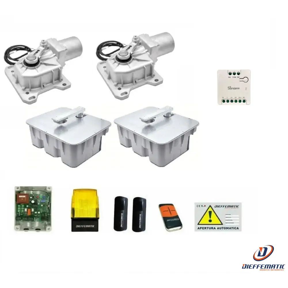 Kit Cromo 24V Automazione Battente Interrato + Casse Fondazioni Connecté Rele Wifi