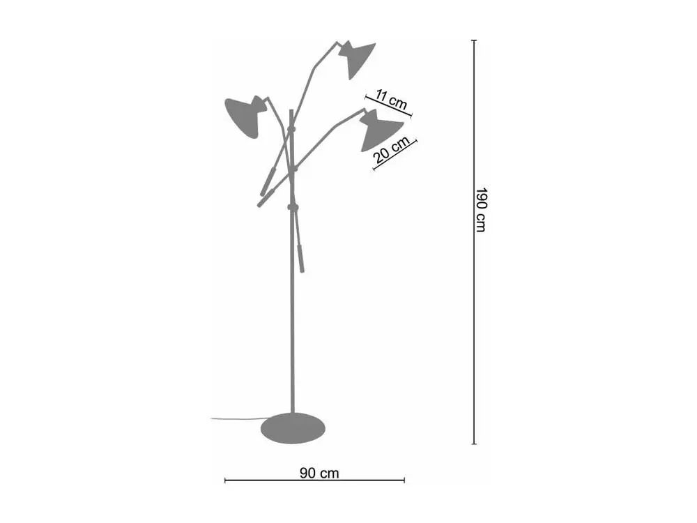 Lampadaire articulé métal blanc,doré 190 cm. pour salon et chambre