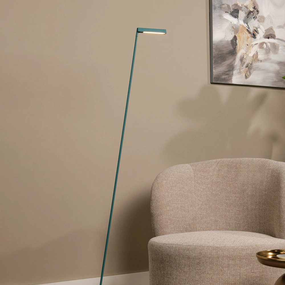 Lampe sur pied LED Lavale, cyan, intensité variable, hauteur 138 cm pour éclairage d'ambiance