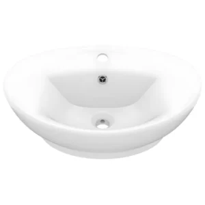 Lavabo ovale de luxe à trop-plein vasque à poser de toilette lave-mains de salle de bain maison intérieur 58,5 x 39 cm cér...