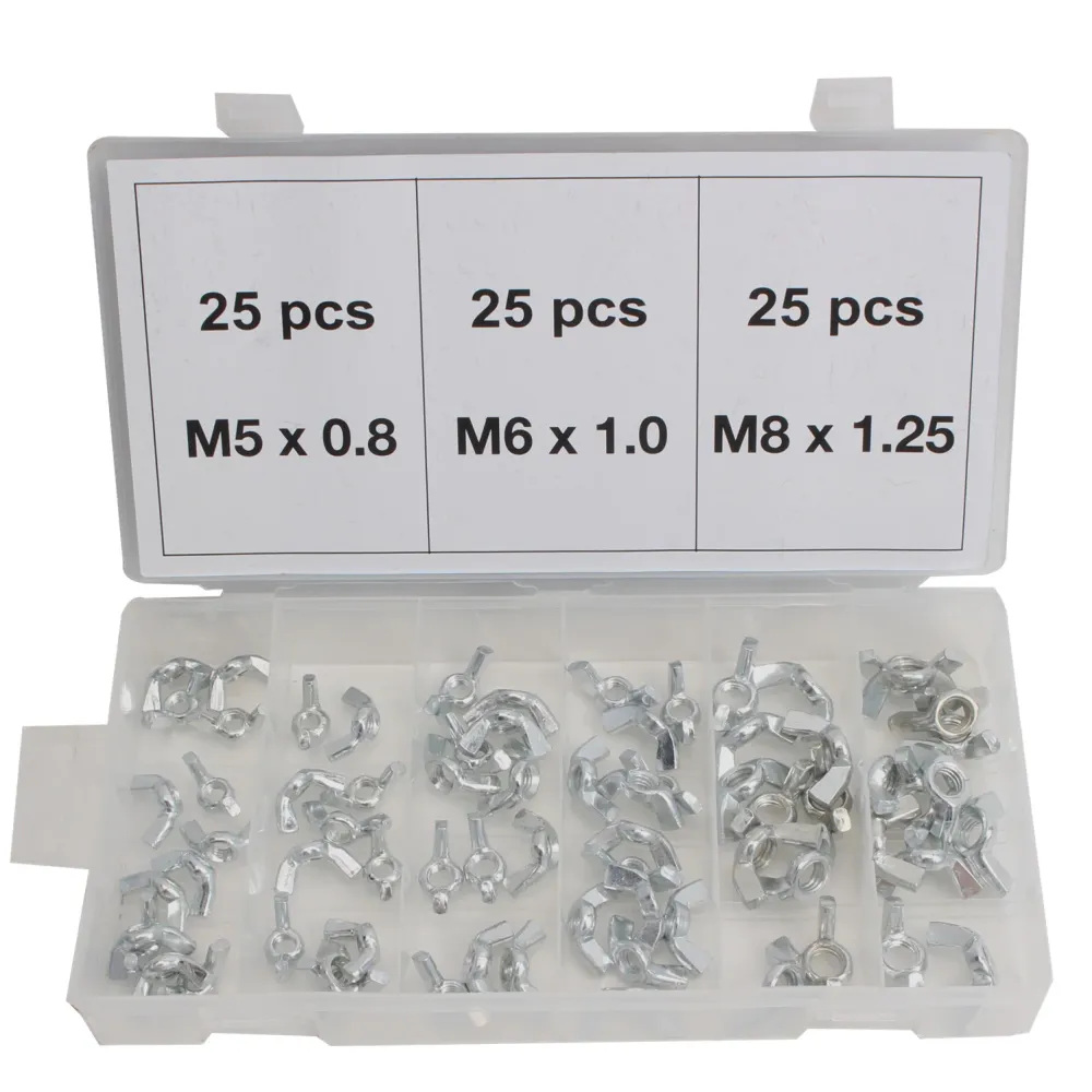 Assortiment d'écrous à ailettes M5 M6 M8 75 pcs