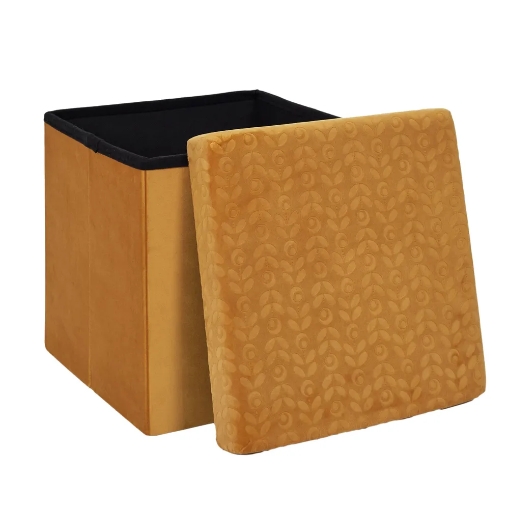 COFFRE POUF PLIABLE RETRO MOUTARDE CMP