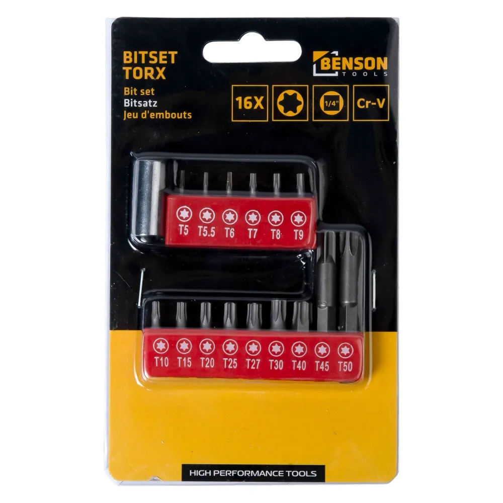 Jeu d'embouts torx 16 pcs Cr-V