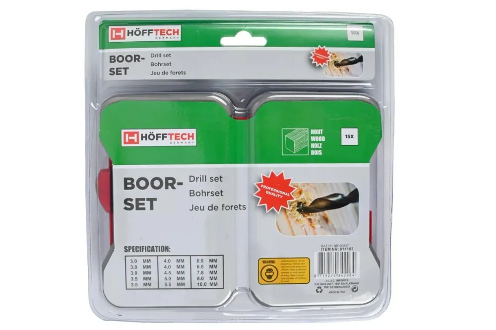 Jeu de forets 15 pcs bois hardcase