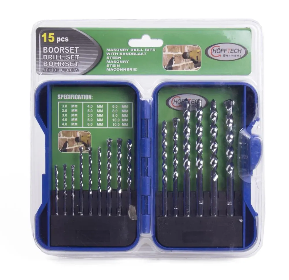 Jeu de forets 15 pcs maçonnerie hardcase