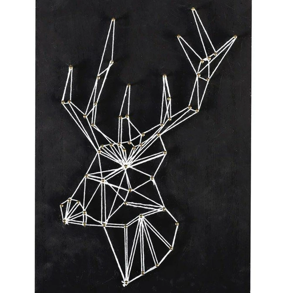 Coffret string art - tableau noir cerf art filaire 30 x 22 cm