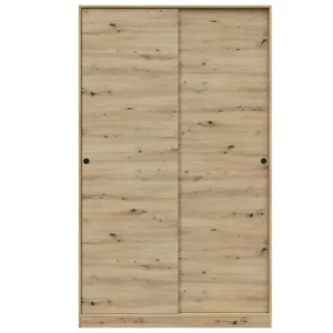 Armoire, placard avec 2 portes coulissantes coloris chêne nordique - longueur 120 x hauteur 200 x profondeur 50 cm