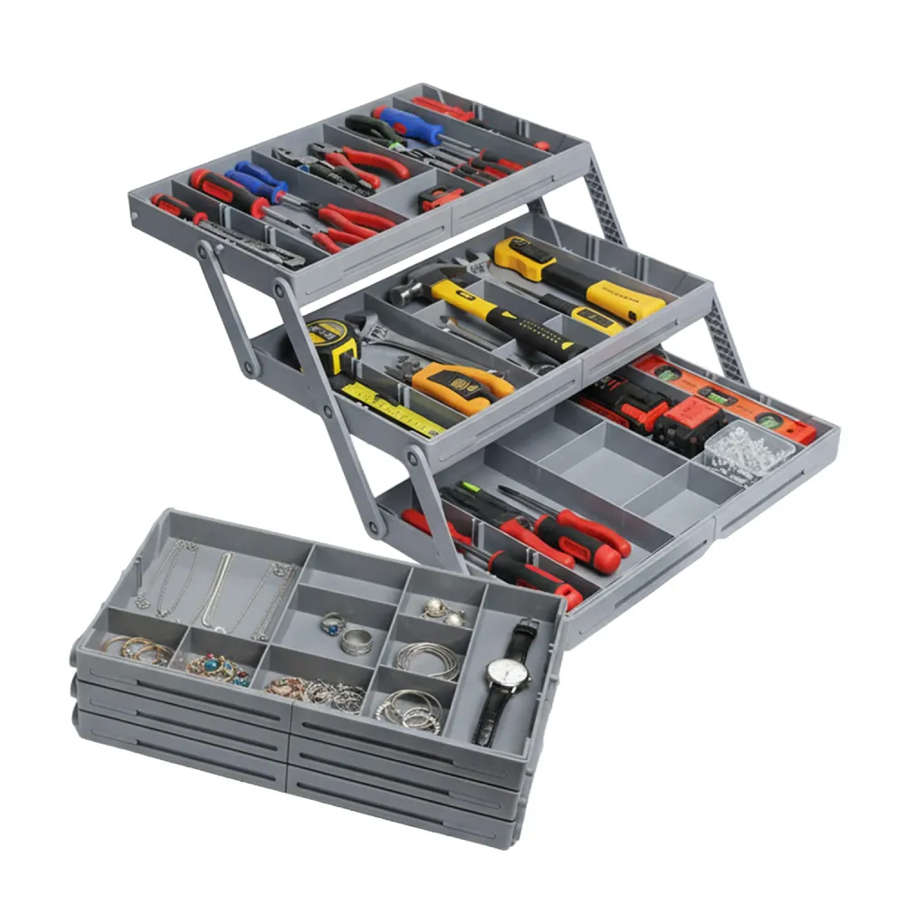 Organizer Cassetti 3 Livelli – Contenitore Modulabile Grigio Salvaspazio Plastique résistant