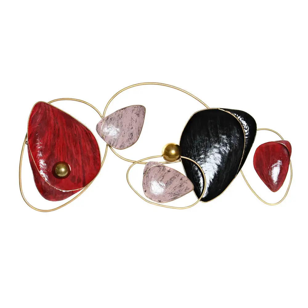 Décoration murale DKD Home Decor Rouge Noir Doré Métal (123 x 10 x 65 en plastique lavable