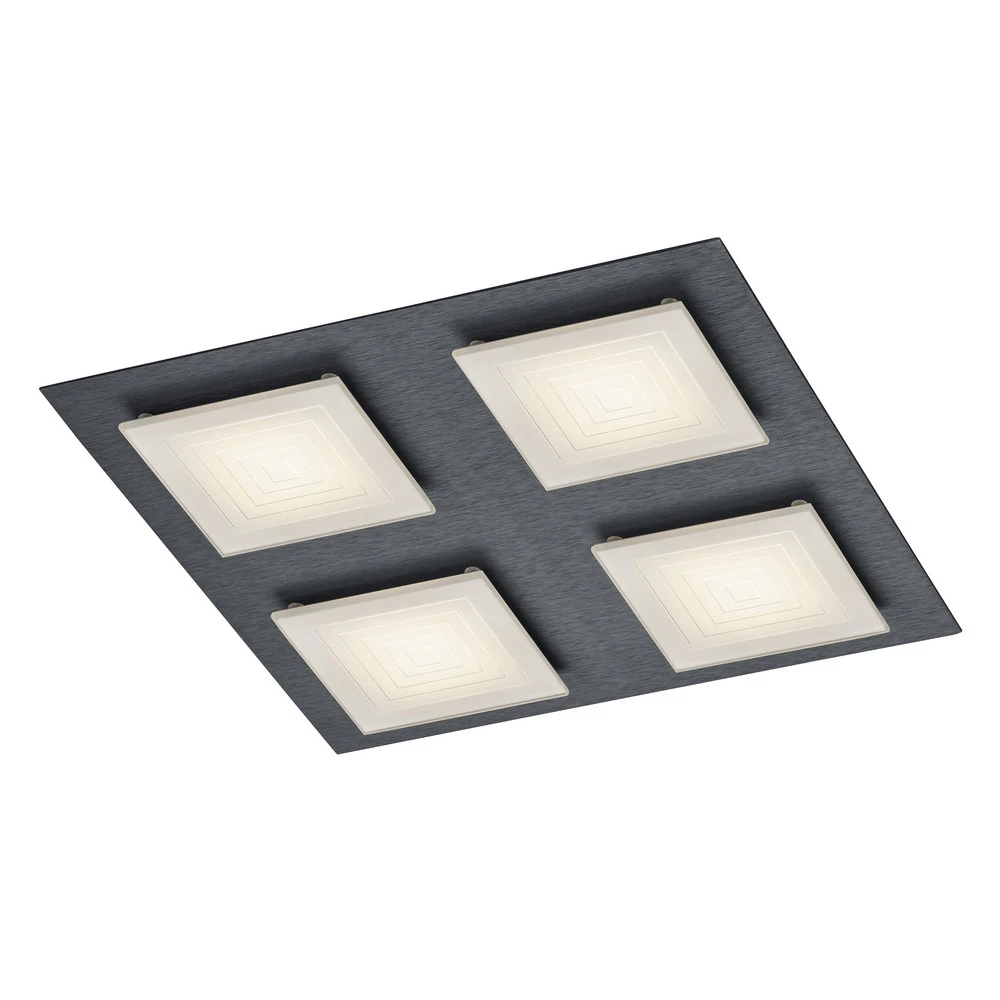 BANKAMP Ino – plafonnier LED à 4 lampes anthracite avec effet scintillant