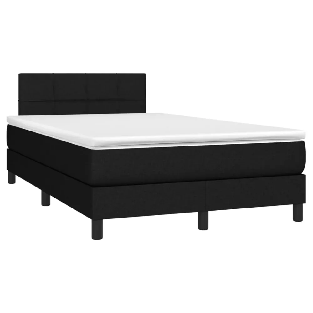 Cadre de lit LED avec sommier tête de lit matelas 120 x 200 cm tissu noir TDL0209285 Éclairage chaud 2700K