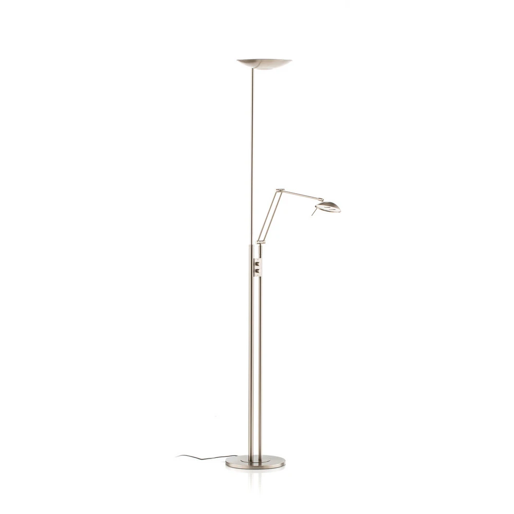 Abat-jour conique Lampadaire à éévidentage indirect LED Jona, liseuse, nickel mat