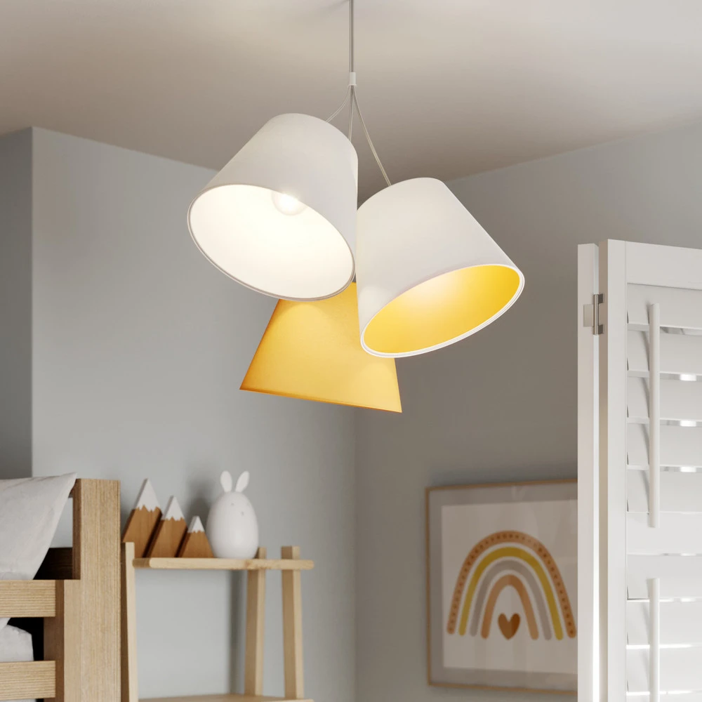 Éclairage LED Haute Luminosité Suspension Zsofia à 3 lampes blanc/orange