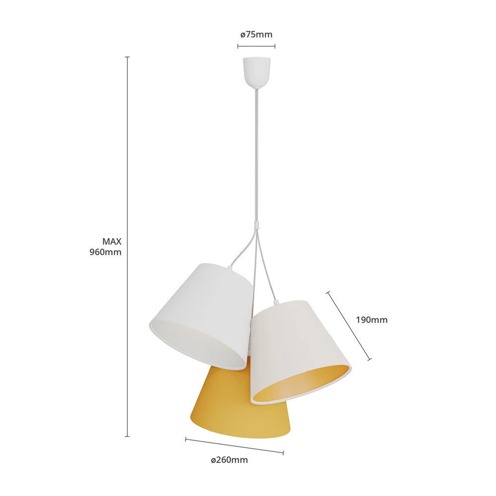Éclairage LED Haute Luminosité Suspension Zsofia à 3 lampes blanc/orange