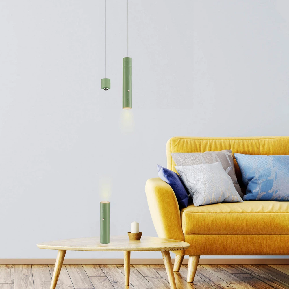 JUST LIGHT. Suspension LED accumulateur Attach, vert, fer