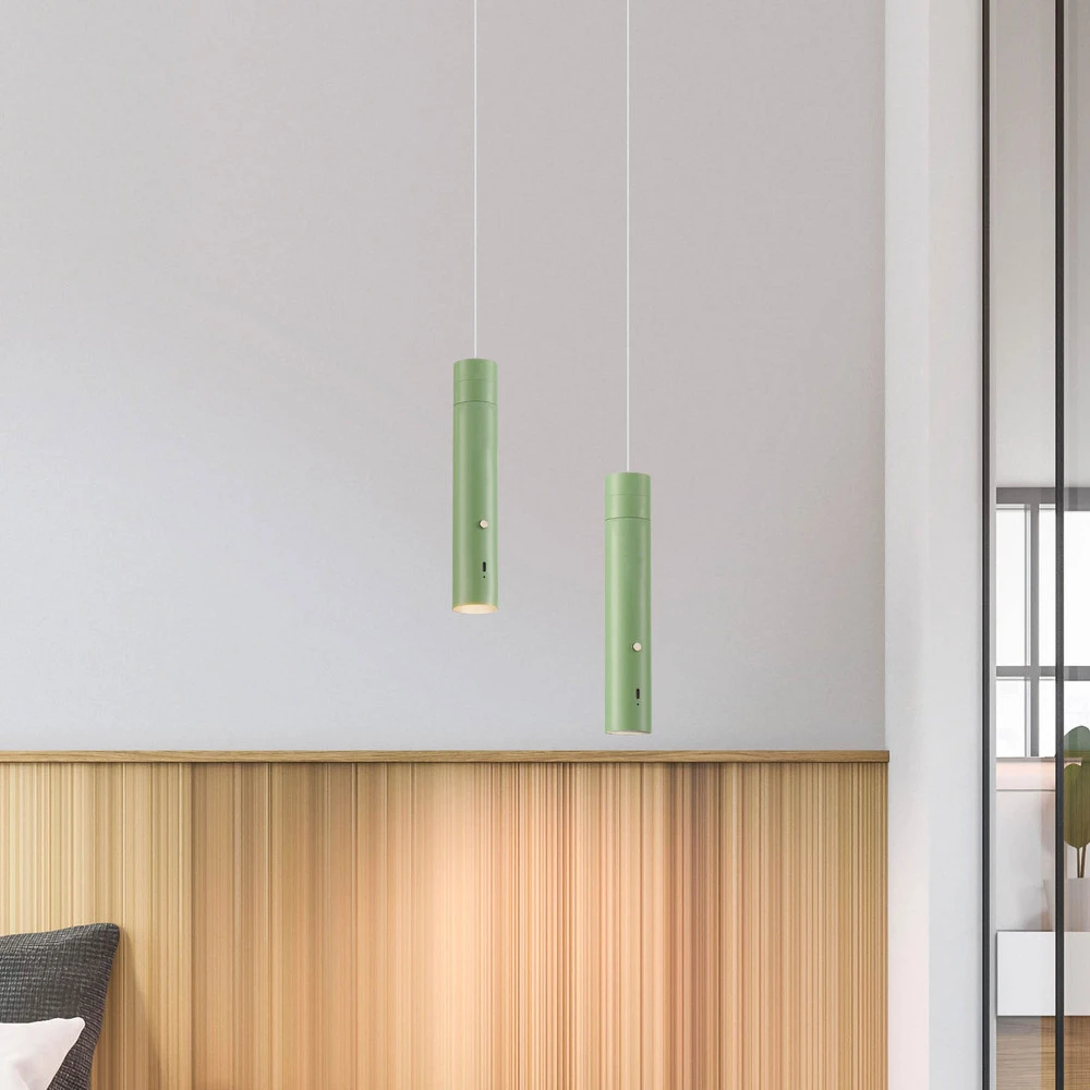 JUST LIGHT. Suspension LED accumulateur Attach, vert, fer