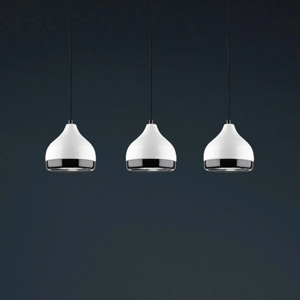Lustre Cristal Premium Suspension Yildo 6878 blanc/noir métal à 3 lampes linear