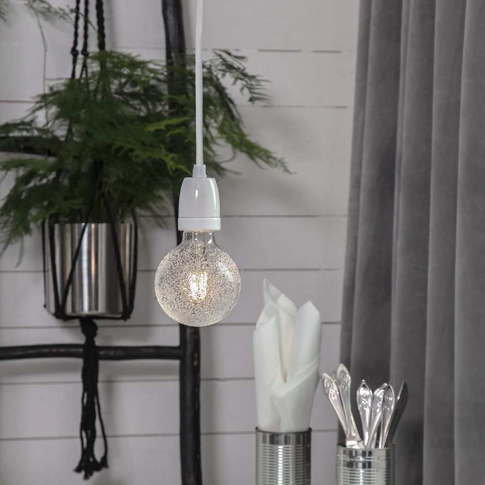 Plafonnier Design Moderne Douille E27 Glaze avec câble, blanc