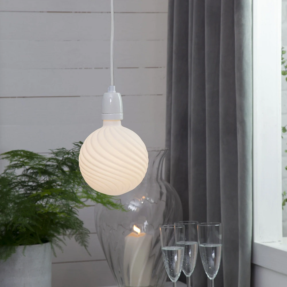 Plafonnier Design Moderne Douille E27 Glaze avec câble, blanc