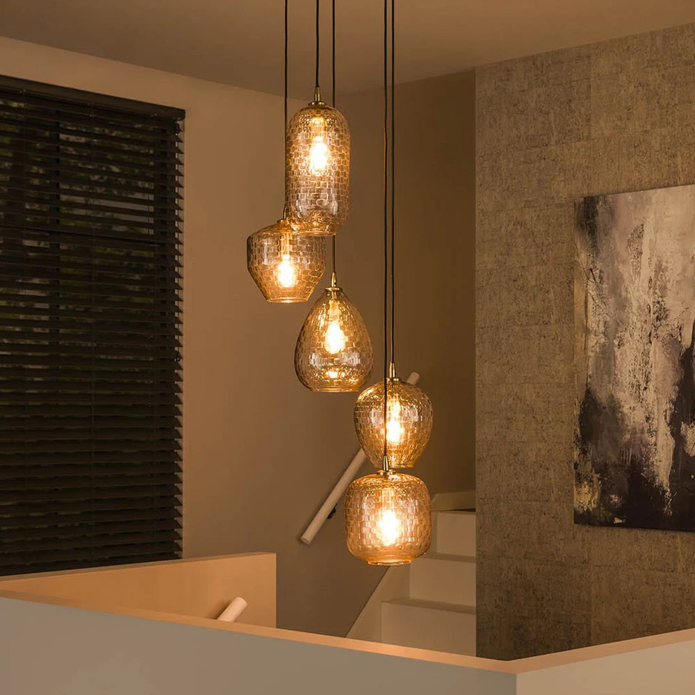 Suspension Patch, clair, Ø 40 cm, verre, à 5 lampes