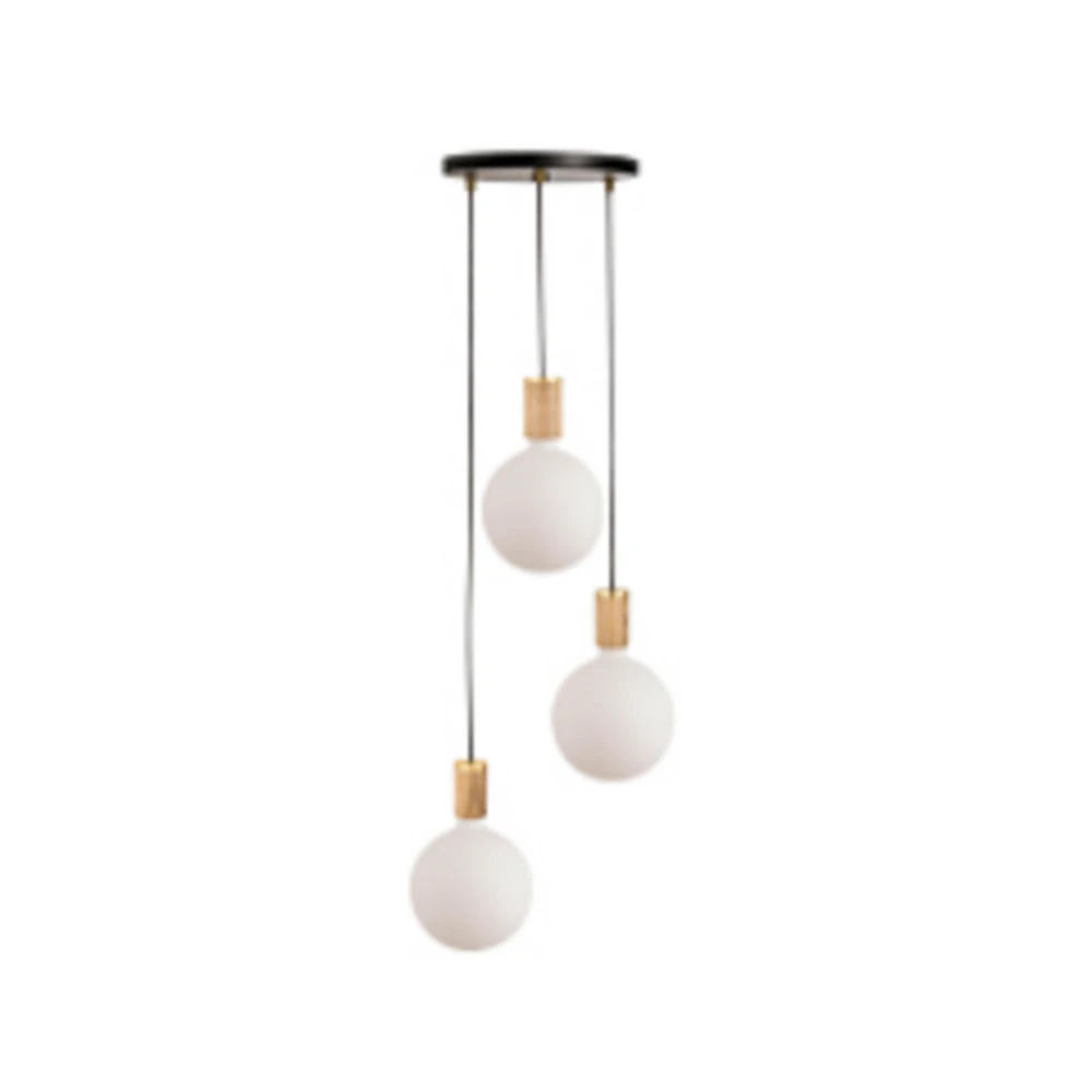 Tala Suspension Trois fois Pendant ronde, E27 opale, noir/chêne
