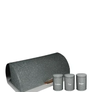 CH Dotted Bread Bin & 3 Pcs Canister Set - Grey capacité 500 kg